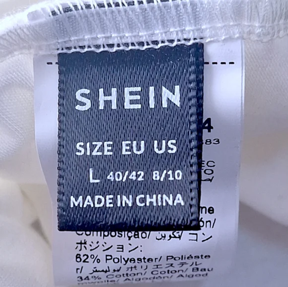 SHEIN white crop top with sheer sleeves size Large - Picture 3 of 3